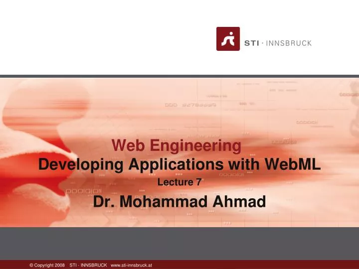developing applications with webml lecture 7 dr mohammad ahmad