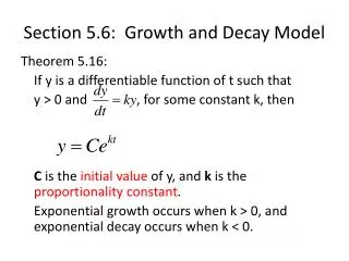 Section 5.6: Growth and Decay Model