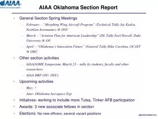 AIAA Oklahoma Section Report