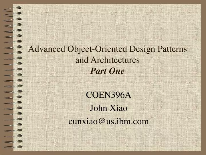advanced object oriented design patterns and architectures part one