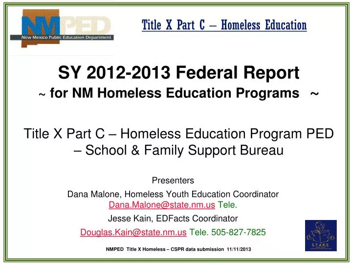 sy 2012 2013 federal report for nm homeless education programs