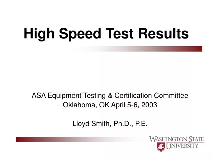 high speed test results