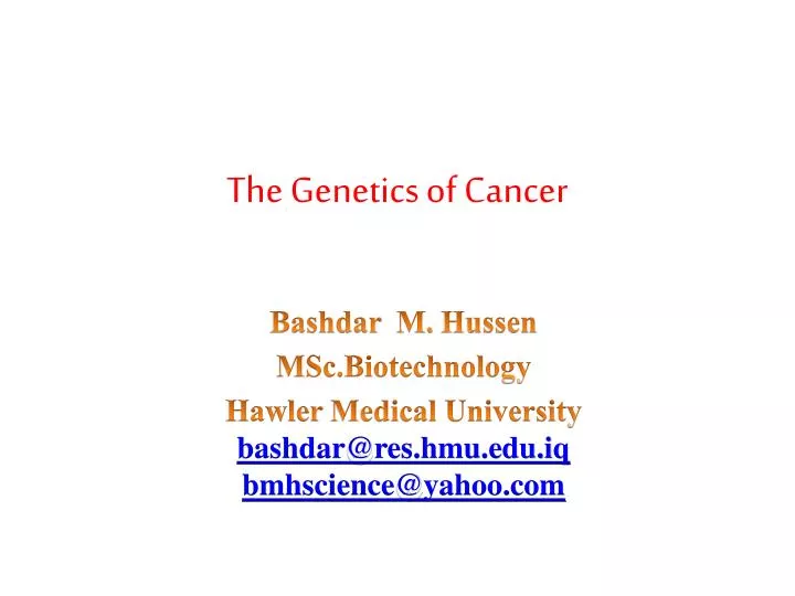 the genetics of cancer