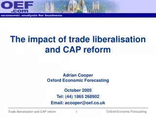 The impact of trade liberalisation and CAP reform