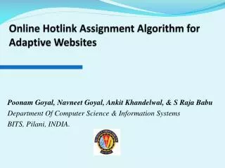 Online Hotlink Assignment Algorithm for Adaptive Websites