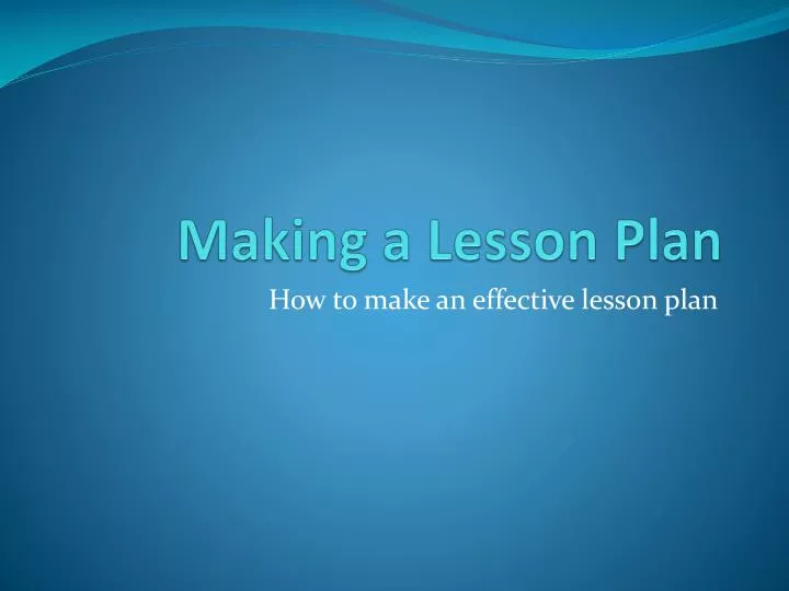 making a lesson plan