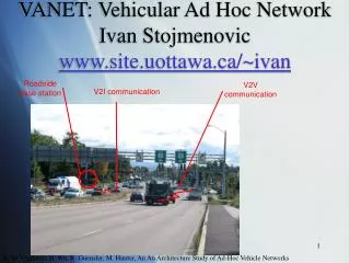 VANET: Vehicular Ad Hoc Network Ivan Stojmenovic site.uottawa/~ivan