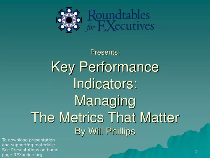 presents key performance indicators managing the metrics that matter by will phillips