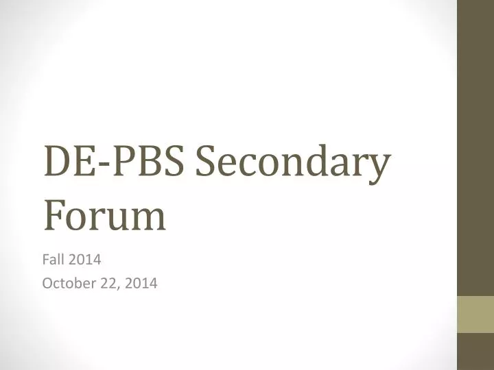 de pbs secondary forum