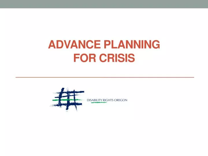 advance planning for crisis