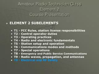 Amateur Radio Technician Class Element 2 Course Presentation