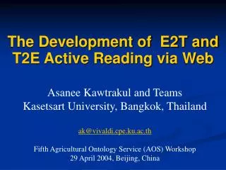 The Development of E2T and T2E Active Reading via Web