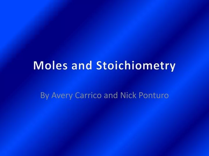 moles and stoichiometry