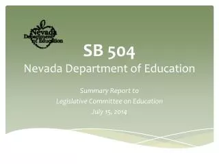 SB 504 Nevada Department of Education