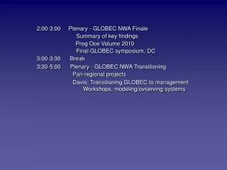 2:00-3:00 Plenary - GLOBEC NWA Finale Summary of key findings