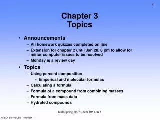 Chapter 3 Topics