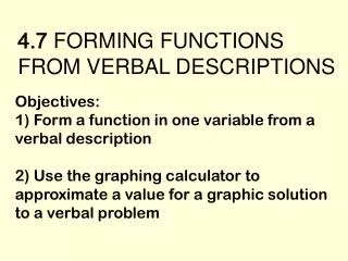 4.7 FORMING FUNCTIONS FROM VERBAL DESCRIPTIONS