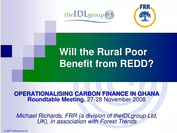 will the rural poor benefit from redd