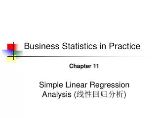 Chapter 11 Simple Linear Regression Analysis ( ?????? )