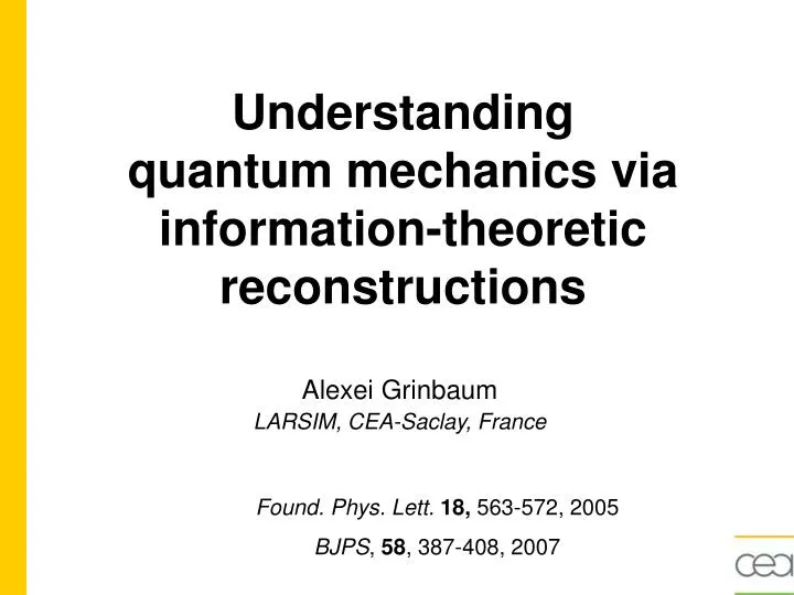 understanding quantum mechanics via information theoretic reconstructions