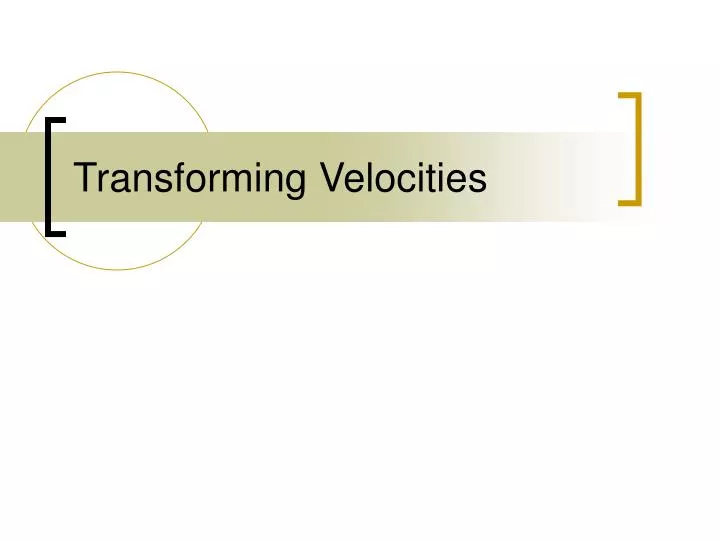 transforming velocities
