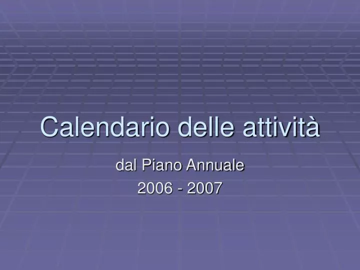 calendario delle attivit