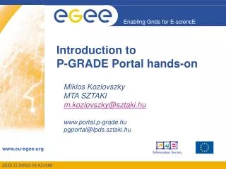 Introduction to P-GRADE Portal hands-on
