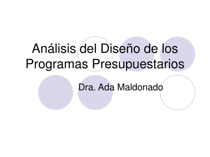 an lisis del dise o de los programas presupuestarios