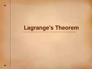 Lagrange's Theorem