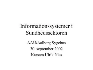 informationssystemer i sundhedssektoren