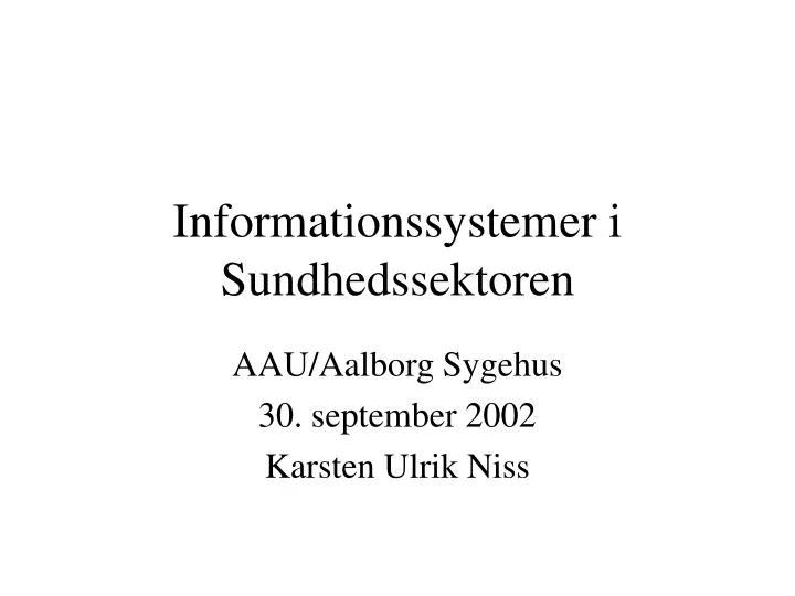 informationssystemer i sundhedssektoren