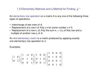 1.5 Elementary Matrices and a Method for Finding
