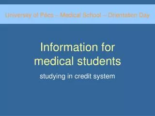 Information for medical students