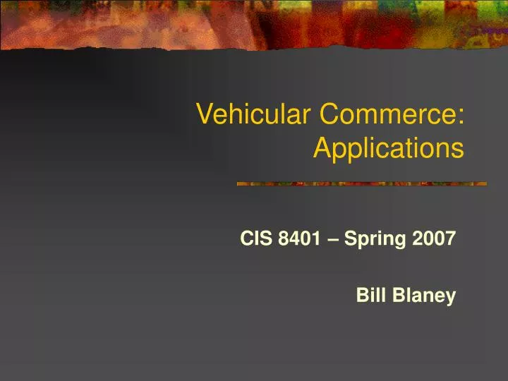 vehicular commerce applications