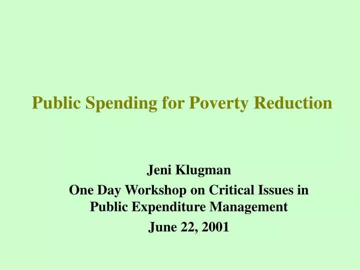 public spending for poverty reduction