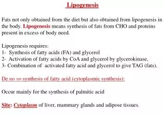 Lipogenesis