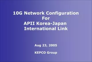 10G Network Configuration For APII Korea-Japan International Link Aug 23, 2005 KEPCO Group