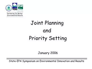 Joint Planning and Priority Setting
