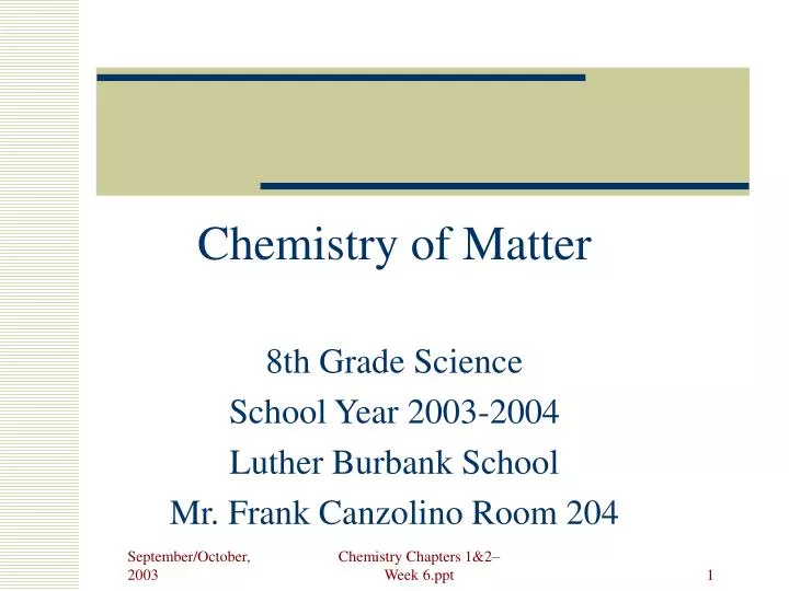 chemistry of matter