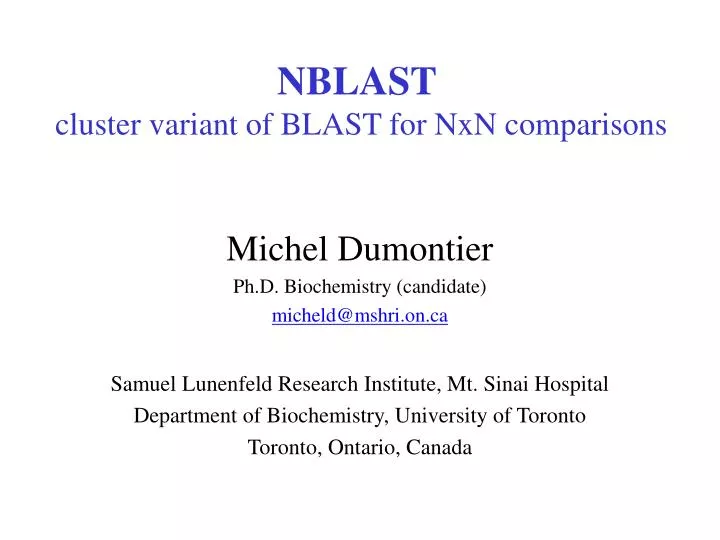 nblast cluster variant of blast for nxn comparisons