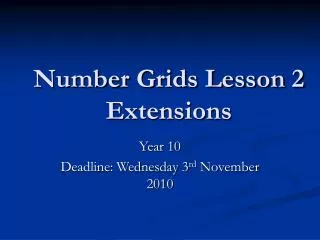 Number Grids Lesson 2 Extensions