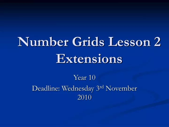number grids lesson 2 extensions