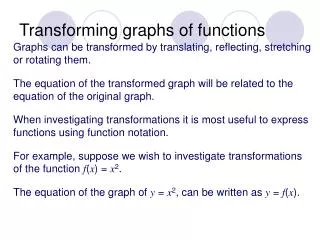 Transforming graph s of functions