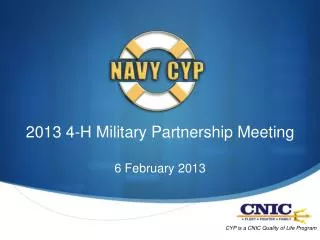 2013 4-H Military Partnership Meeting 6 February 2013