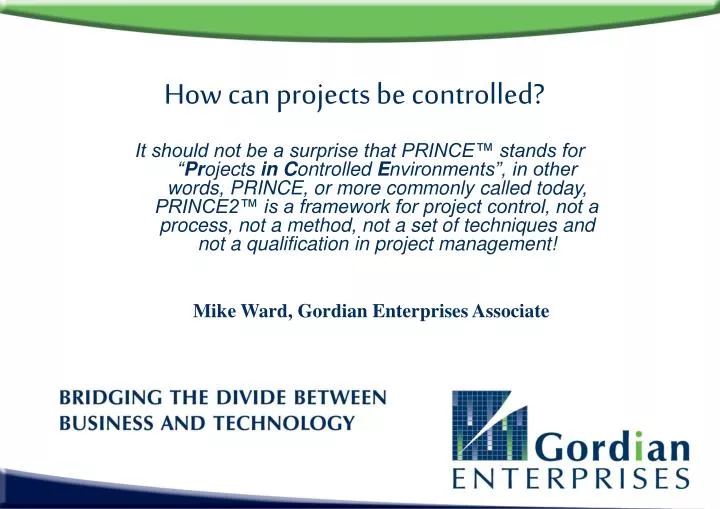 how can projects be controlled
