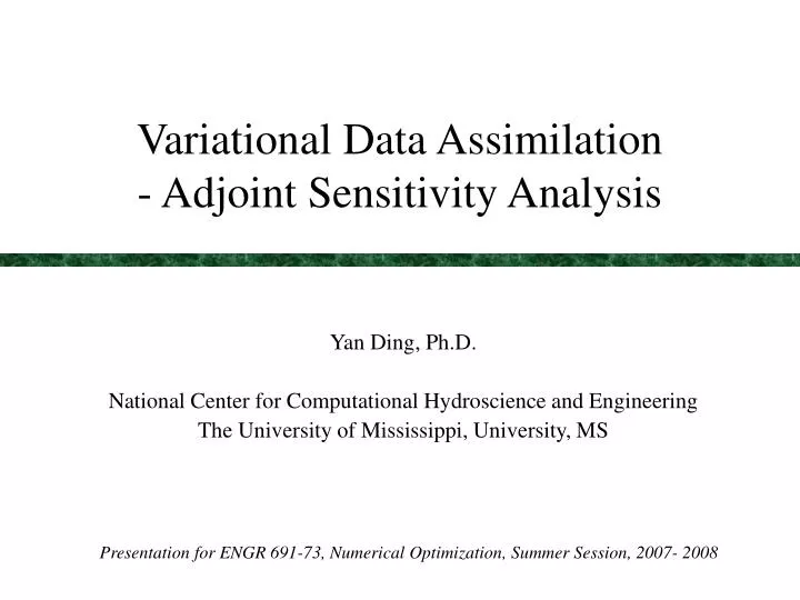 variational data assimilation adjoint sensitivity analysis