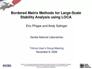 Bordered Matrix Methods for Large-Scale Stability Analysis using LOCA