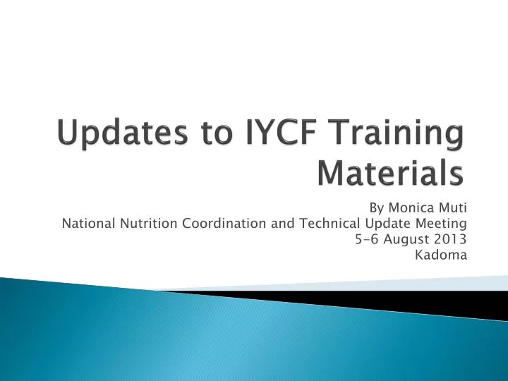 updates to iycf training materials