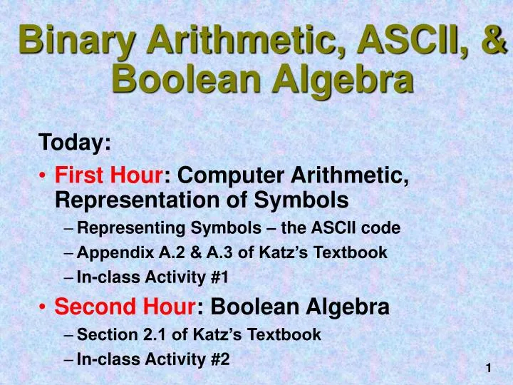 binary arithmetic ascii boolean algebra