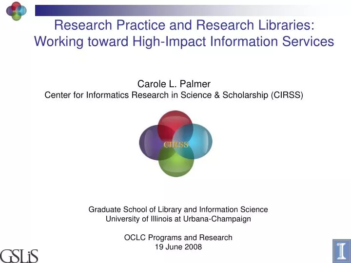 research practice and research libraries working toward high impact information services